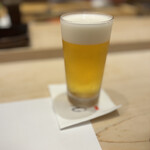 銀座 すし傳 - 乾杯の生ビール！