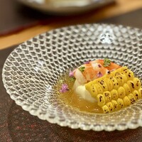 Restaurant つじ川 - ◉とうもろこしのムースと才巻海老