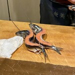 みこ - 真いわしの明太詰め焼き（調理中）