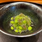 味享 - スナップエンドウのすり流しと潤菜