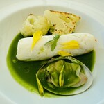 SIMOSE French Restaurant - 萩産平目のうに包み 春菊と地はまぐりのソース