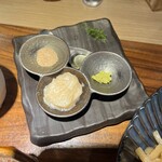 Tokyo Style Noodle ほたて日和 - トッピング（鰹塩、ホタテのカルパッチョ、ワサビ、ディル、トリュフオイル）