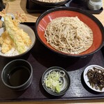 生そば あずま - 天丼セット　お蕎麦3球