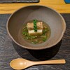 そばと酒 えもり - 料理写真:「蕎麦豆腐の揚げ出し、牛蒡・ゴーヤ添え、オクラ餡かけ」