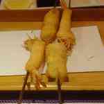 串揚げ＆ワインOLIVE - スパイシーなタンドリーポークと、ぷりっぷりだよ！と言いたくなる天使の海老を食し