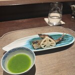 にしの - 稚鮎と大人鮎で調理法を変えてあります。酢漬けの蓮根がまた美味。