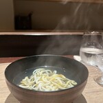 にしの - 鮑そうめん。暖かい出汁とコリコリの食感が良い。