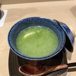 寿司つばさ - オクラと帆立の茶碗蒸し