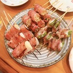 焼鳥いなかもん - 山芋ベーコン、えのきベーコン、ニンニクの芽豚バラ巻