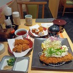 とんかつKYK - おろしかつ御膳にヒレカツ130gと梅干し入りカツ、ホタテ貝柱追加。