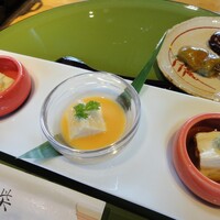 高台寺羽柴 - 自家製組み上げゆば三種盛り、生麩二色田楽