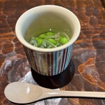 鮨 三心 - 冷たい茶碗蒸し、スナップえんどう、潤菜