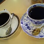 サンコーヒー - 左・トラジャブレンド「苦味」、右・マンデリン