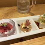 ふれあ - お通しっ。毎日変えてるらしい。これで一杯半いけます