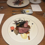 イデアル ビストロ - 七谷鴨　胸肉のロースト　アバのソース　季節の野菜添え