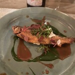 ダモンデ - ⭐︎鮎のコンフィ　赤味噌＆モロヘイヤソース