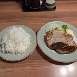 津久志亭 - ポークソテー（1200円）ライス（250円）大盛り（100円）