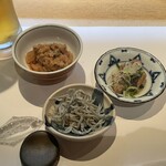 鮮屋伊予 - おろししらす、イカ納豆、イワシ南蛮