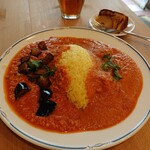 インドカレー茶屋 にきる - にきるランチ（なすキーマ・えびカレー）