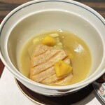 割烹 清風 - トキシラズと蒸しな茄子、キタアカリ餡