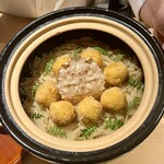 銀座 しのはら - 毛蟹の真薯コロッケと新生姜のご飯