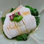 温石 - カマスの蒸し物のアップ