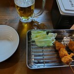 十笑 - フライバットで出てくる串カツが美味しい。とりカツとつくねだっけ？