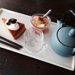 焼きかぼちゃとフレッシュフルーツティー