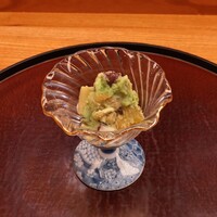 日本料理 太月 - 佐島たこと鹿児島赤茄子のずんだ和え