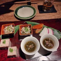 蕎麦懐石 無庵 - からすみプラスしたおつまみセットみたいの多分2500円くらい