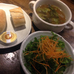 Bisutoromaruichi - 2014年9月10日 サラダ・スープ・パン