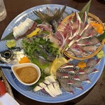 八千代丸 - 真鯖の刺身。サバの刺身なんか関東では食べられない。