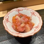 寺子屋 すし匠 - ばくだん（鮪のなかおち・小柱・あおりいか・子持ち昆布・いくら・れんこん）
