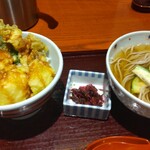 蕎麦しゃぶ総本家浪花そば 北浜店 - ハモ天丼と水茄子のひやかけそばセット
