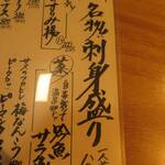 吟魚のはなれ  吟チロリ - メニュー