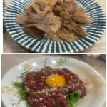 和風もつ料理 あらた - ⤴︎︎︎ 和風煮込み   ⤵︎ ︎チレ刺身