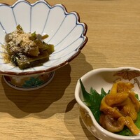 すし 堺 - わさび菜つんつん漬け ホヤの塩辛