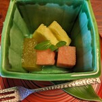 Juniso Mikan - 水物　パイナップル・西瓜・お庭で採れた梅を使ったゼリー・ミントの葉を添えて