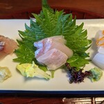 Juniso Mikan - 左から鰺・鰈・烏賊　烏賊の上には錦糸玉子に雲丹を練り込んだもの