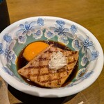 焼うお いし川 - 締めは中トロ。すき焼き風に。ご飯にかけて食べる事推奨でした。