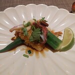 fu-fu shisen - 白いかの自家製青豆板醤蒸し