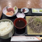 つちや食事処 - ランチ ざる蕎麦 刺身セット  1,000円税込