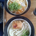 山越うどん - 「かまたまの小」と「冷たいかけうどんの小」