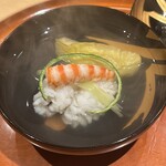 銀座 しのはら - 賀茂茄子　天草　鱧　車海老　お椀