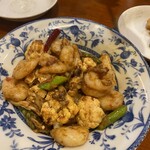 中国料理 三鶴 - 海老のXO醬炒め　海老ぷりぷり　カリフラワーもさっぱりして好き