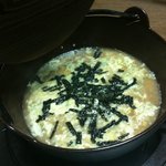 ゴクリ！うまそ〜でしょ！締めの雑炊の出来上がり。