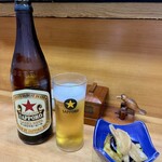 ゑび車 - 瓶ビールとお通し