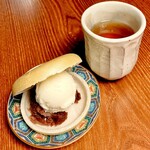 銀座鳥真 - 20250622アイスつぶあん最中・ほうじ茶