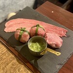 焼肉うしどし - 縛りタン・厚切りタン・タンしゃぶ
      3種盛り合わせ