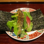 京味 もと井 - 天竜川の鮎：サラダ巻き。